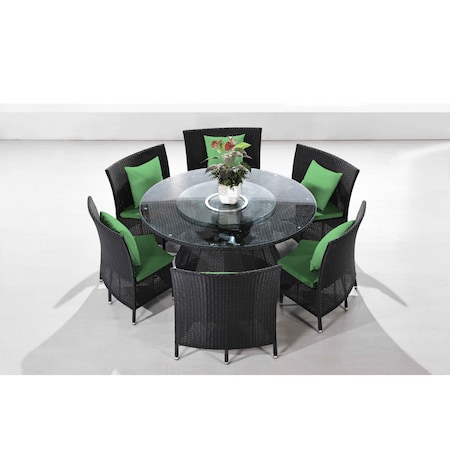 Manhattan Comfort Nightingdale 7-Piece Outdoor Dining Set in Green and Black, PK7 OD-DS001-GR